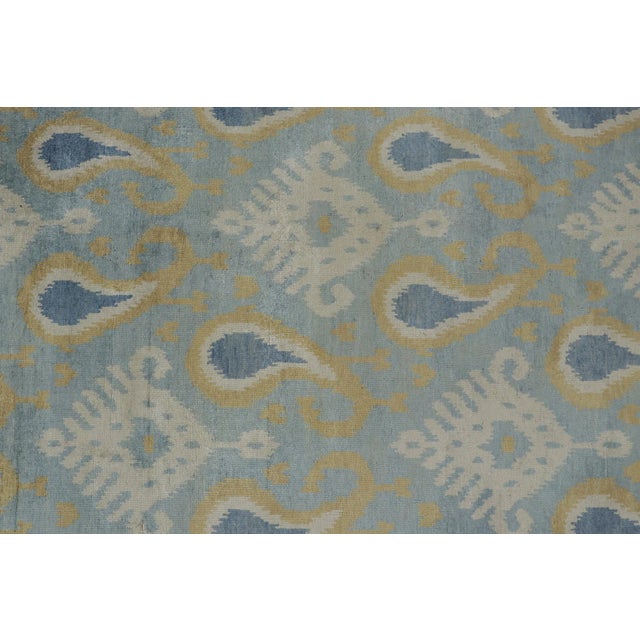 Rug & Kilim’s Classic Ikats Style Rug With Gold, White and Blue Patterns For Sale In New York - Image 6 of 8