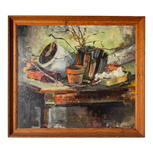 1960s Vintage Turner Still Life Oil on Canvas Painting, Frame