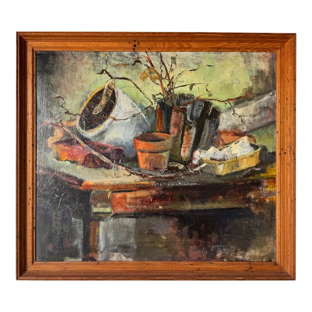 1960s Vintage Turner Still Life Oil on Canvas Painting, Frame/ Sold For Sale