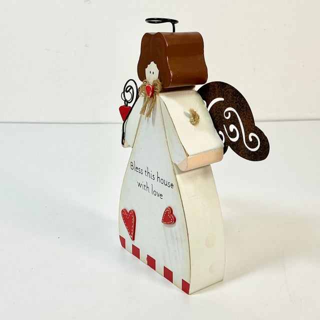 1990s Vintage Boho Chic Arts & Crafts Valentine Angel - Bless House For Sale - Image 4 of 10