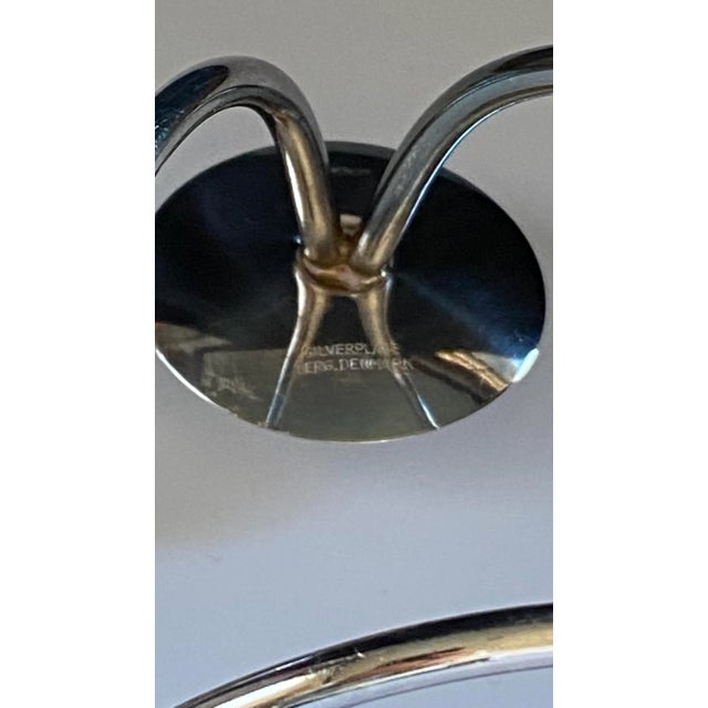 1960’s Berg of Denmark Mid-Century 3 Arms Silver Plated Candle Stick Holder For Sale - Image 10 of 11