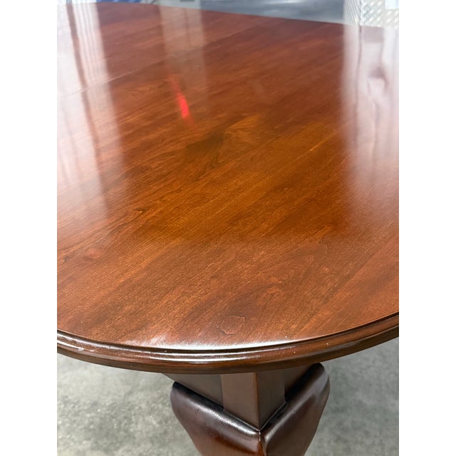 Late 20th Century Harden Furniture Solid Cherry Queen Anne Dining Table With Two Leaves For Sale - Image 10 of 12