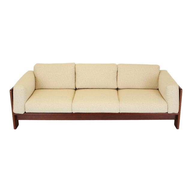 Mid-Century Modern Mid-Century Modern Bastiano 3-Seater Sofa in Walnut and Bouclé by Afra & Tobia Scarpa for Gavina, Italy, 1966 For Sale - Image 3 of 18