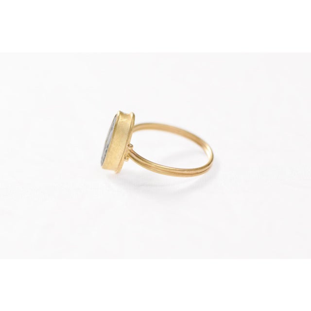 Early 21st Century Bronze Cross Set in 21k Gold Ring, Size 7 For Sale - Image 5 of 12