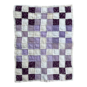 1940s Quilt Hand Stitched Iowa Postage Stamp Wall Hanging