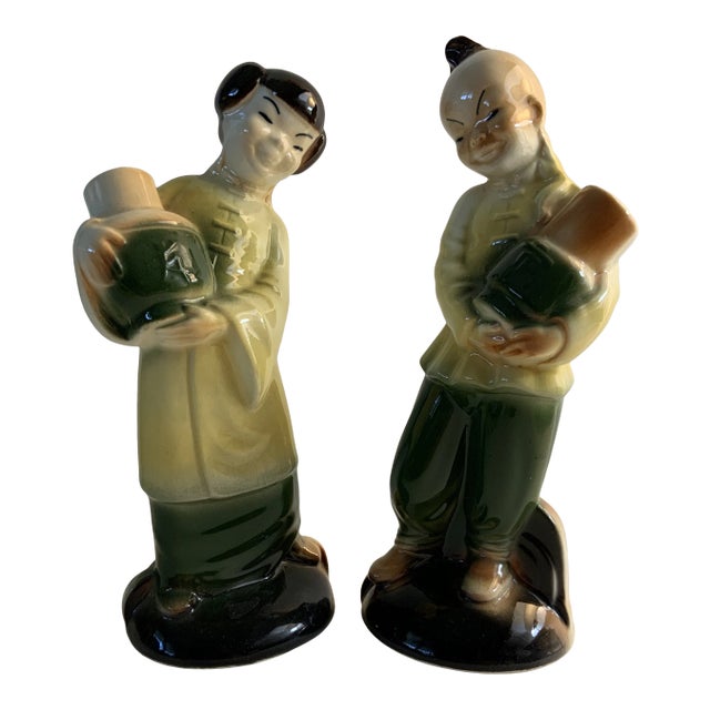Mid-Century Chinoiserie Woman & Man Figurines- a Pair For Sale