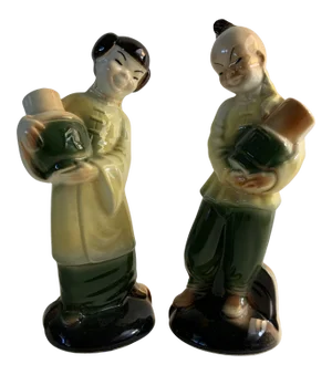 Mid-Century Chinoiserie Woman & Man Figurines- a Pair