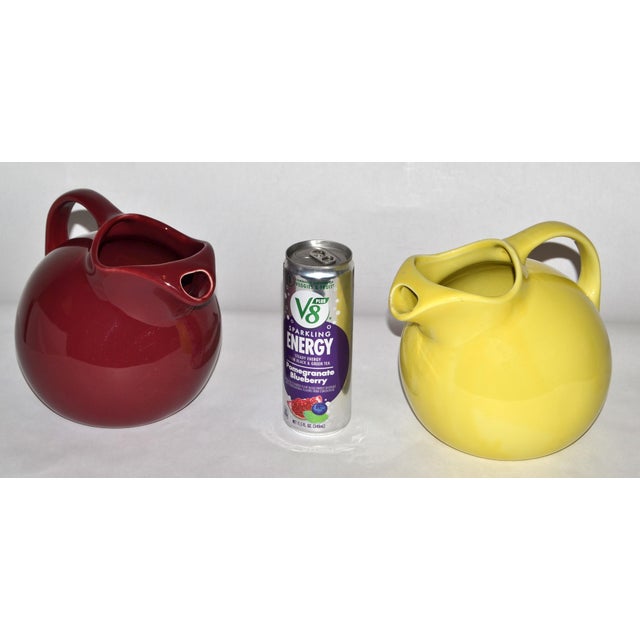 1950s Mid-Century Modern Hall Ceramic Burgundy Ball Pitcher Carafe Vessel California For Sale - Image 10 of 14