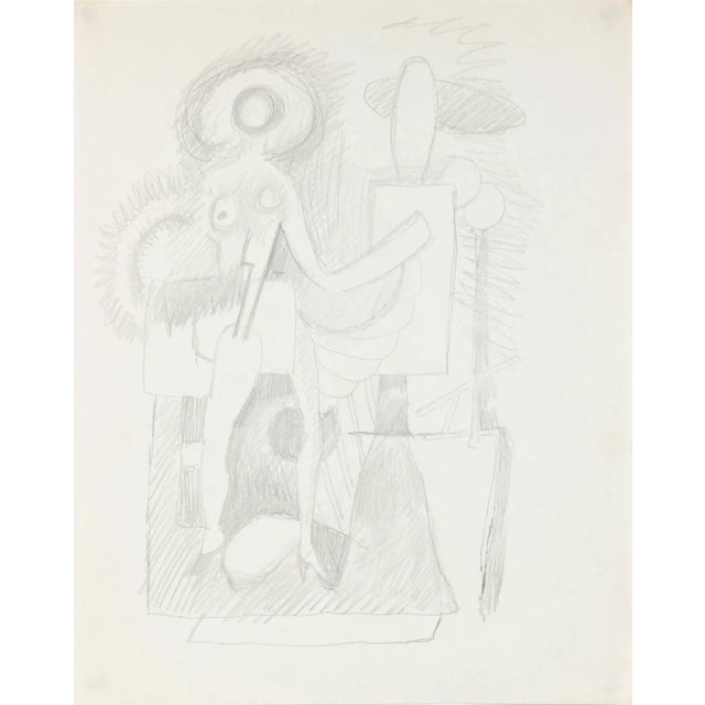 Abstracted Model in the Artist's Studio 1940-50s Graphite For Sale