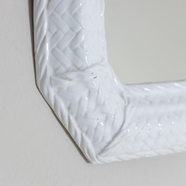 Ivory Mirror White Wall Mirror with Ceramic Frame, 1950s For Sale - Image 8 of 12