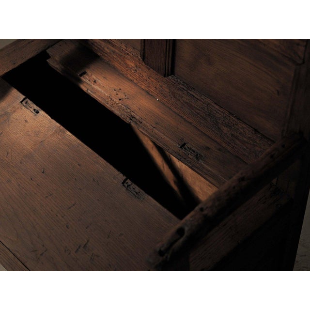 Antique French Folk Bench with Storage Chest in Wood For Sale - Image 9 of 14