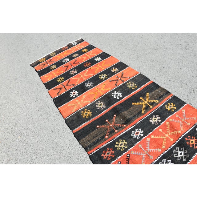 Textile 1960s Rustic Hand Knotted Striped Runner Rug For Sale - Image 7 of 11