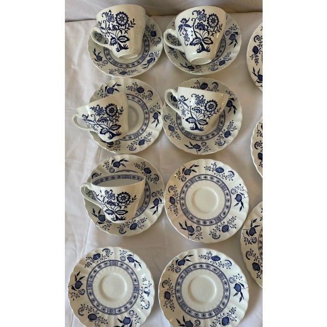 1960s Vintage J & G Meakin Classic White Blue Nordic Dinner Pieces- 24 Pieces For Sale - Image 5 of 13