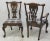 late 19th century English Chippendale style chairs , carved walnut frames , claw and ball feet , Checkered upholstery with...
