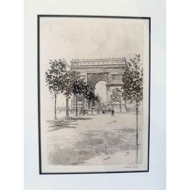Beaux-Arts Early 20th Century Signed Hand-Colored Etching of Arc De Triomphe, Paris, Framed For Sale - Image 3 of 6