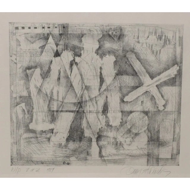 Abstract Danny Edwards Abstract Black & White Etching C.1989 For Sale - Image 3 of 12