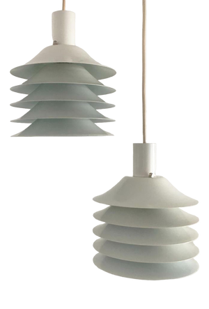 Mid-Century Danish Lamellar Pendants from Lyfa, 1960s, Set of 2