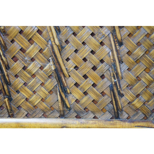 Late 20th Century Boho Chic Bamboo Wicker Rattan Magazine Rack Trash Waste Bin 15" For Sale - Image 11 of 13
