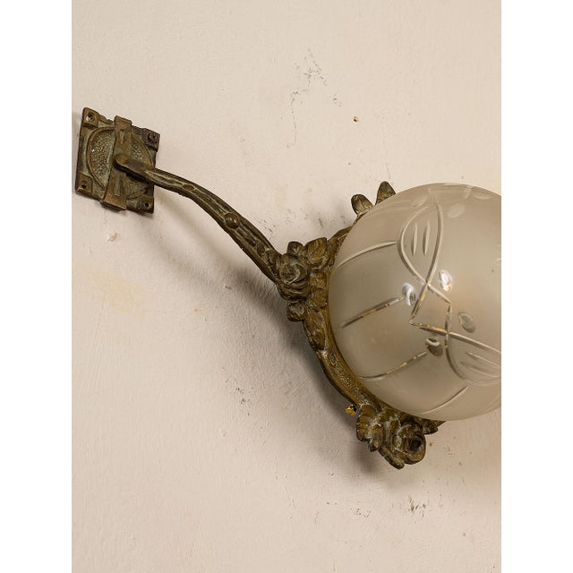 Antique Art Nouveau Liberty Wall Lamp with Central Light, Italy, 1910 For Sale - Image 3 of 9
