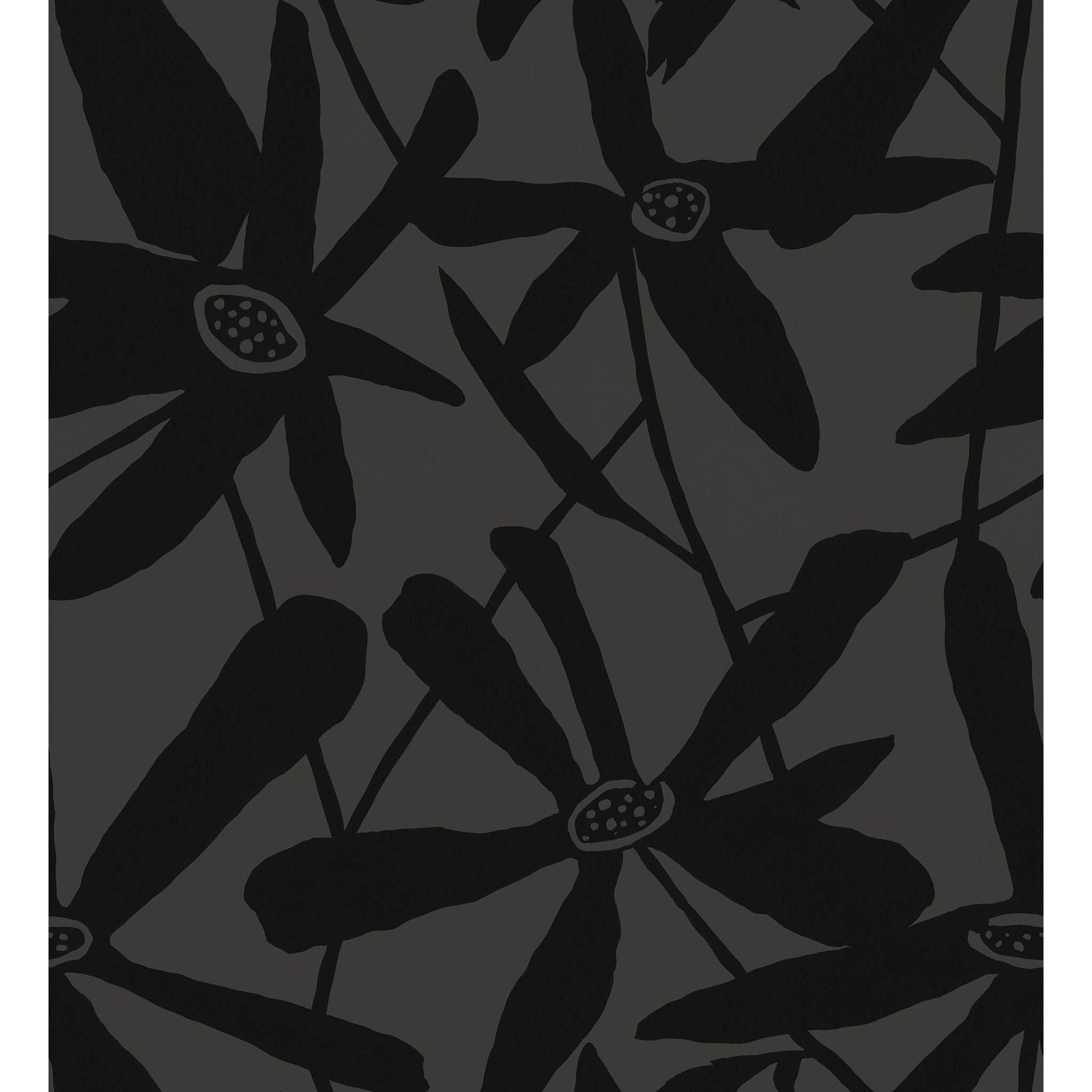 Sample - Blossom Wallpaper by Susan Hable in Black on Gray | Chairish