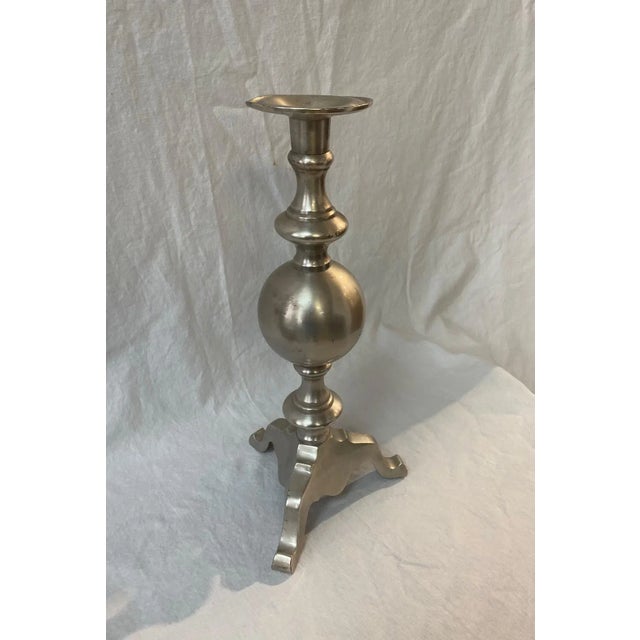 Vintage Maitland Smith Brass With Silver Finish Candle Holder For Sale In New York - Image 6 of 6