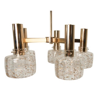Blown Glass 5-Branched Chandelier with Golden Glitter, 1960s For Sale