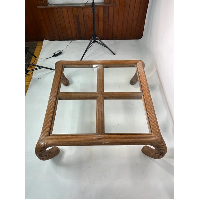 1970s Vintage Split Reed Rattan Chow Leg Coffee Table For Sale - Image 5 of 12