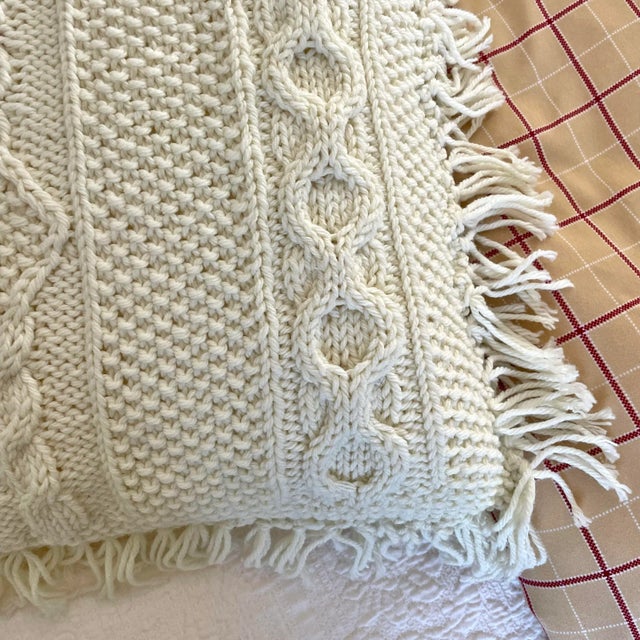 Textile Late 20th Century Cozy Handmade Cable Knit Throw Pillow For Sale - Image 7 of 8