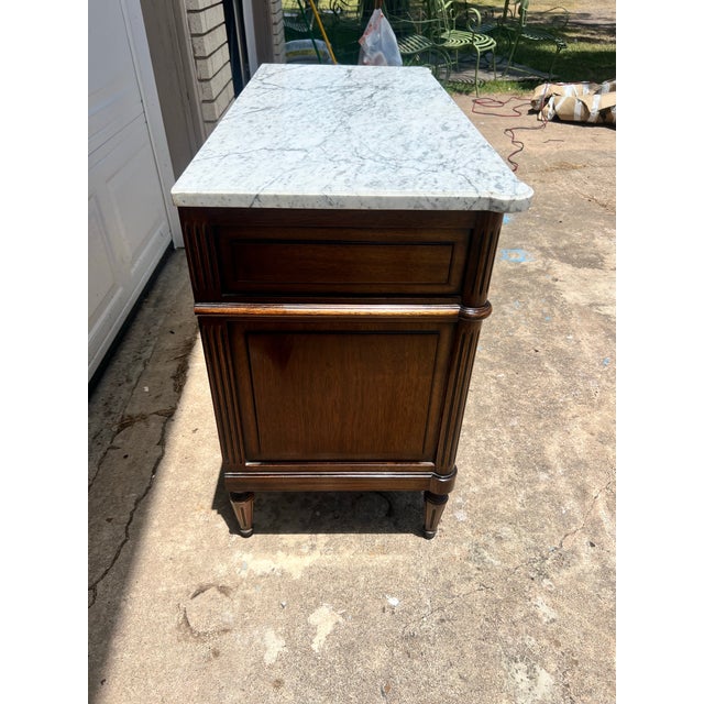 Late 19th Century French 19th Century Louis XVI Walnut Carrara Marble Top Two Door Buffet For Sale - Image 5 of 12