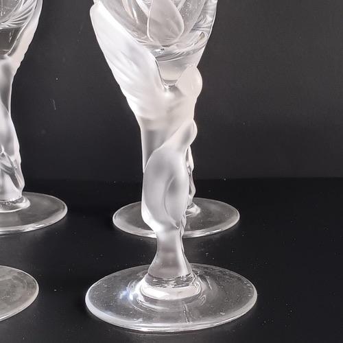 Vintage Fabergé "Kissing Snow Doves" Stemmed Crystal Wine Glasses 1960s France - Set of 6 For Sale - Image 9 of 9