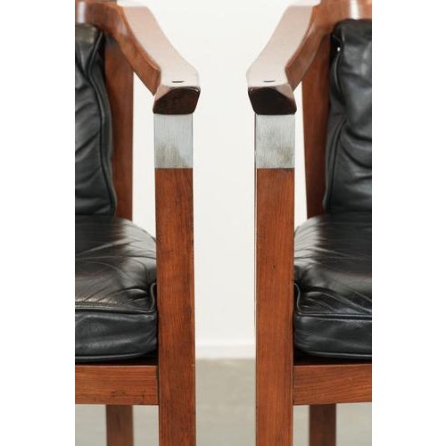 Vintage Art Deco Dining Chairs in Black Leather from Schuitema, Set of 2 For Sale - Image 11 of 15