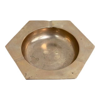 Vintage Geometric Brass Ashtray For Sale