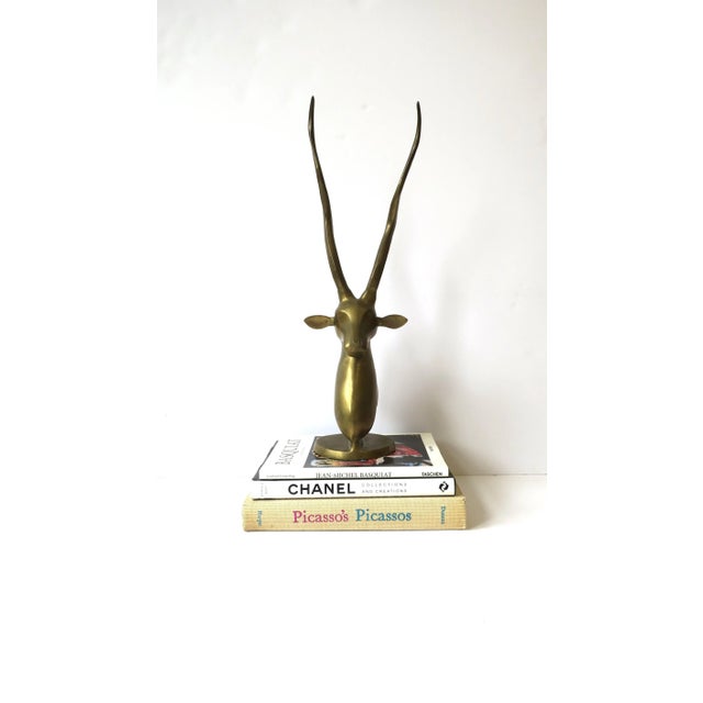 1970s Brass Gazelle Antelope Animal Sculpture Decorative Object, Tall For Sale - Image 5 of 13