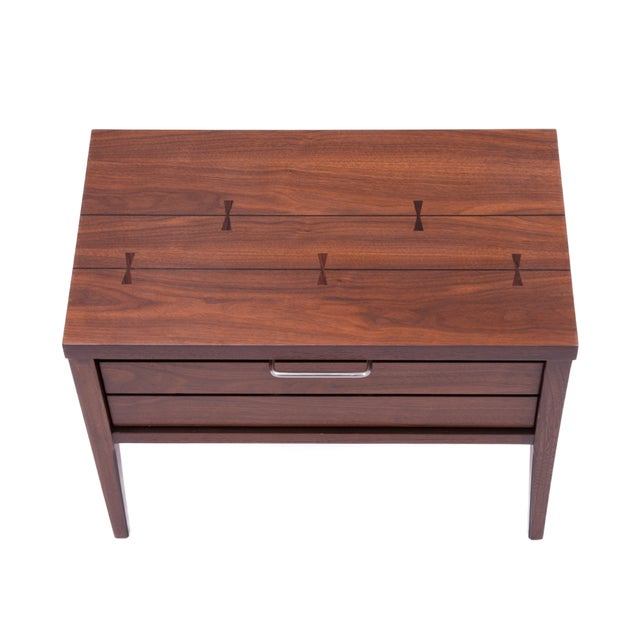 Brown Lane Tuxedo Nightstand Paul McCobb Rosewood Walnut Chrome Replaced Handle For Sale - Image 8 of 12