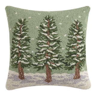 Winter Trees Hook Pillow 18" x 18" For Sale