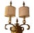 Biedemeier Style Torchiere Two Light Brass Sconce with Shades The wiring maybe original and might need replacement....