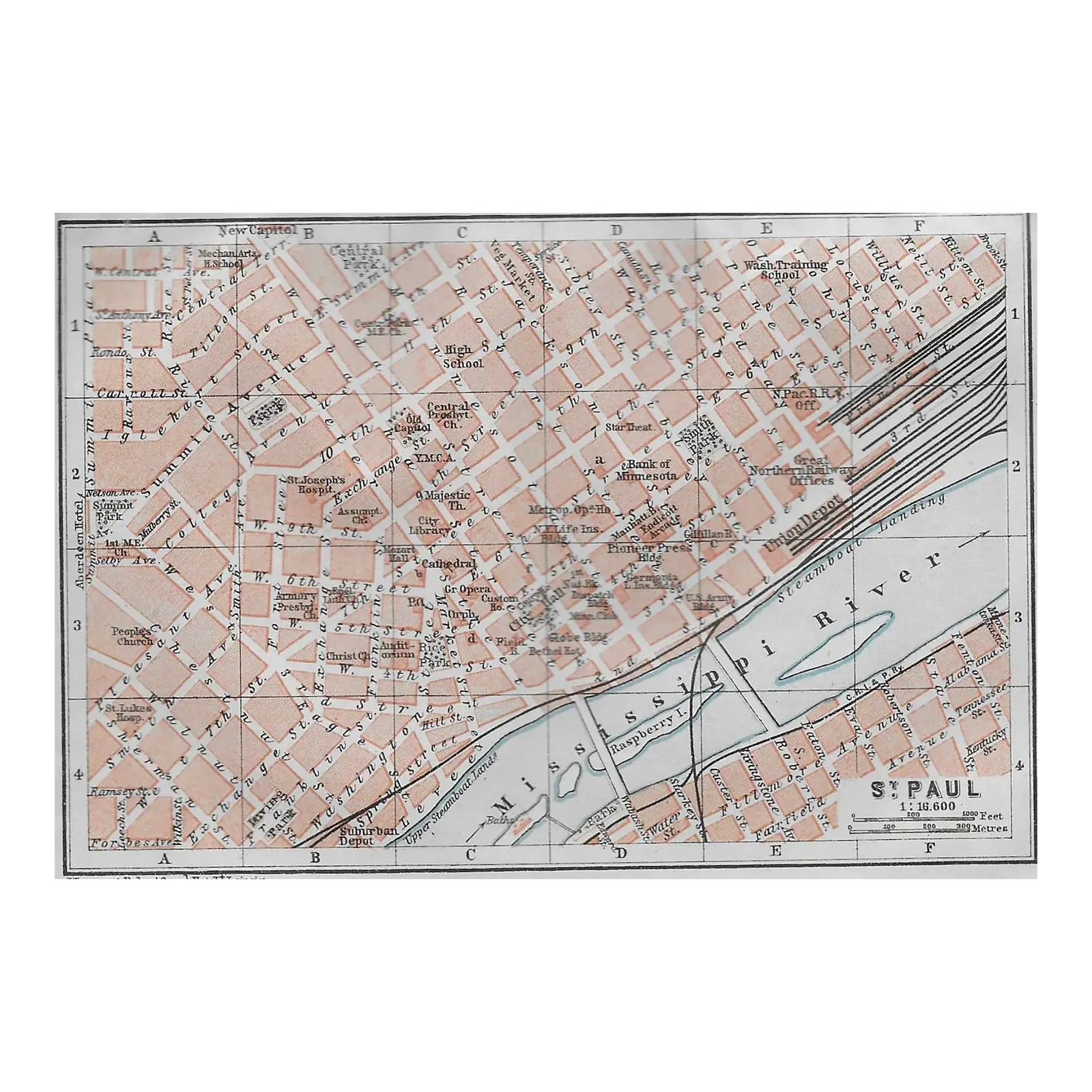 1909 Antique Map of St. Paul Minnesota | Chairish