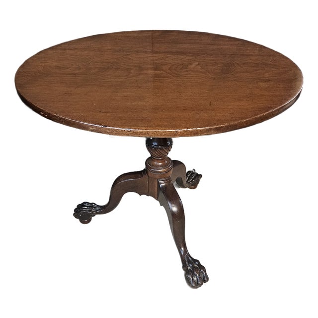 Late 19th Century Small Round Mahogany Chippendale Style Tilt Top Dining/Tea Table With Ball & Claw Feet For Sale
