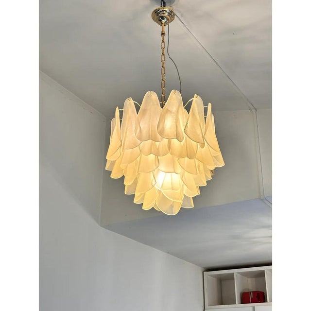 Contemporary Modern Sanded Champagne Rondini Murano Chandelier by Simoeng For Sale - Image 3 of 10