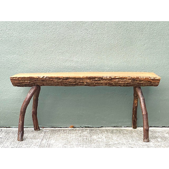 Vintage Split Log Bench For Sale - Image 10 of 12