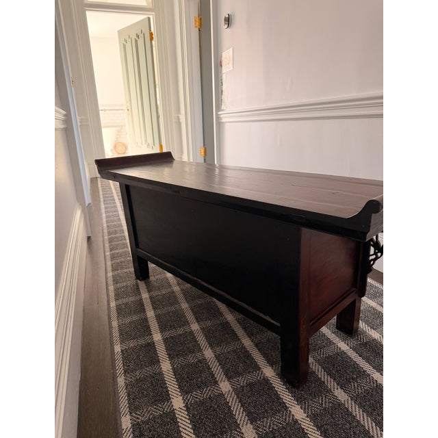 Antique Chinese Hardwood Bench / Low Seat – Ming Dynasty Style For Sale - Image 4 of 9