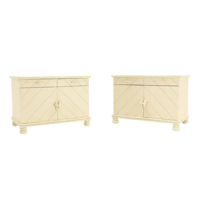 Mid-Century Modern White Textured Paint Nightstands - a Pair For Sale - Image 9 of 9