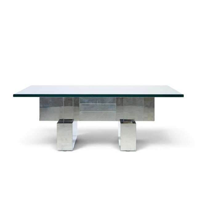 Mid 20th Century Paul Evans Cityscape Mid Century Chrome and Stainless Steel Coffee Table For Sale - Image 5 of 7