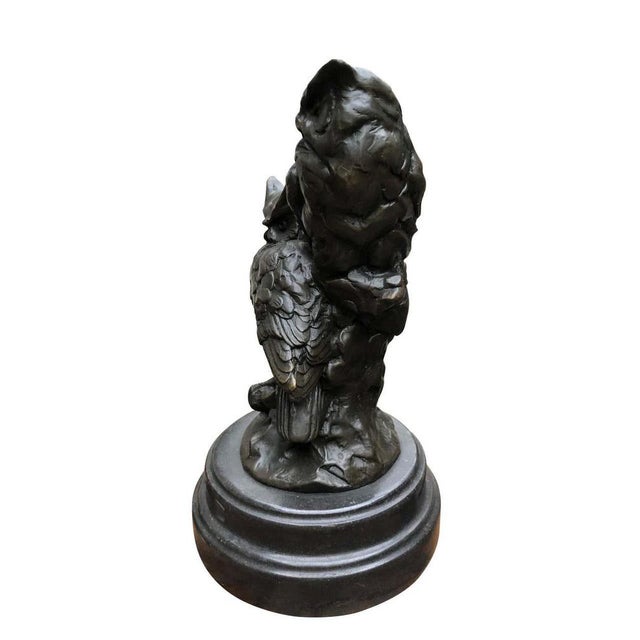 A stunning french bronze casting of pair of barn owls, 20th century. Signature is on the base. Patina to the bronze is...