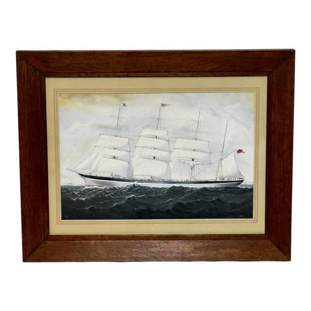 Late 19th Century British Marine Painting of the Four-Masted Barque Sindia, in the Manner of Richard Henry Neville-Cumming For Sale