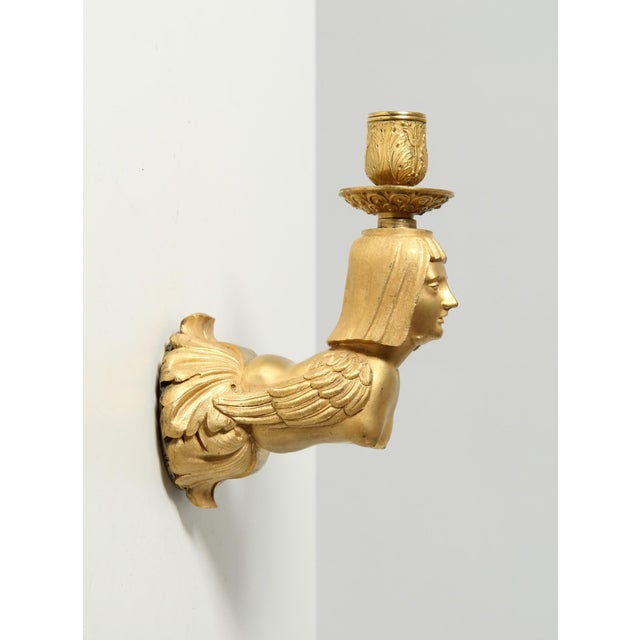 Metal French Empire Ormolu Wall Sconces, 1820s, Set of 2 For Sale - Image 7 of 18