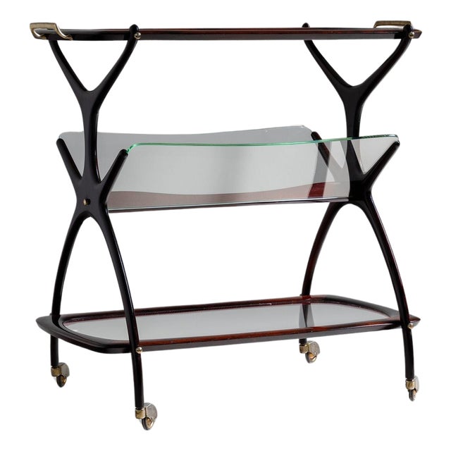Bar Cart and Magazine Stand by Cesare Lacca, Italy 1960s For Sale