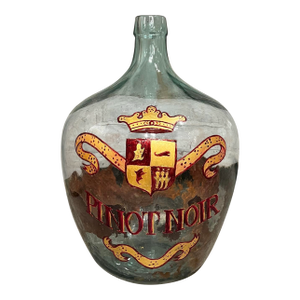 Hand Painted Antique Demi John Bottle From Normandy, France, ‘Pinot Noir’, Original Crate