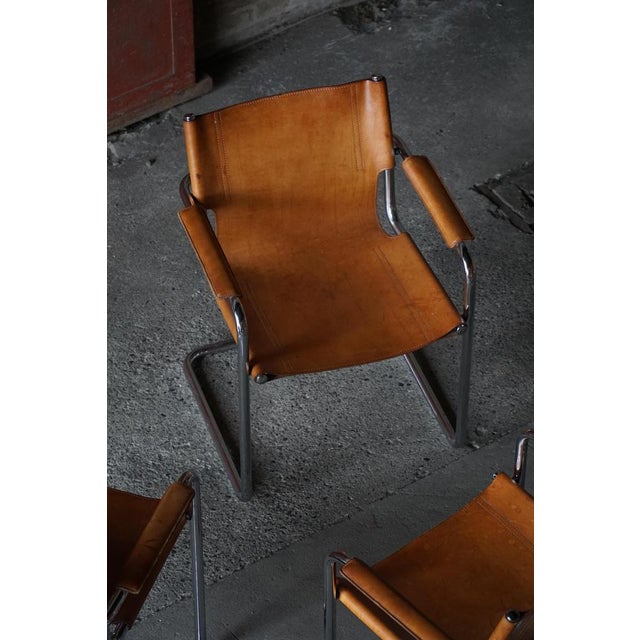 Vintage Cantilever Armchairs in Cognac Leather by Mart Stam for Matteo Grassi, 1960s, Set of 6 For Sale - Image 12 of 18