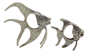 Vintage Italian Handmade Genuine Silver Two Tropical Fishes Miniatures Figurines, 1970s, Set of 2